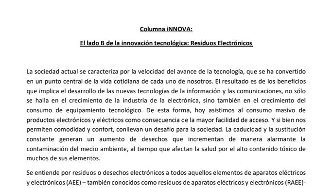 El lado B de la innovación tecnológica: Residuos Electrónicos (Columna Innova)