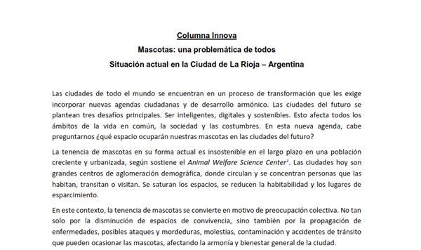 Mascotas: una problemática de todos (Situación actual en la ciudad de La Rioja)