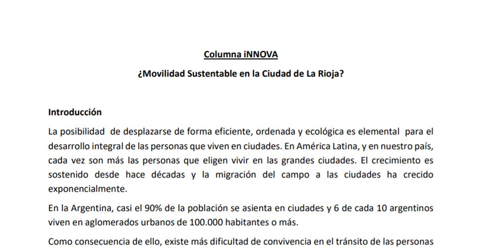 Movilidad Sustentable en la Ciudad de La Rioja